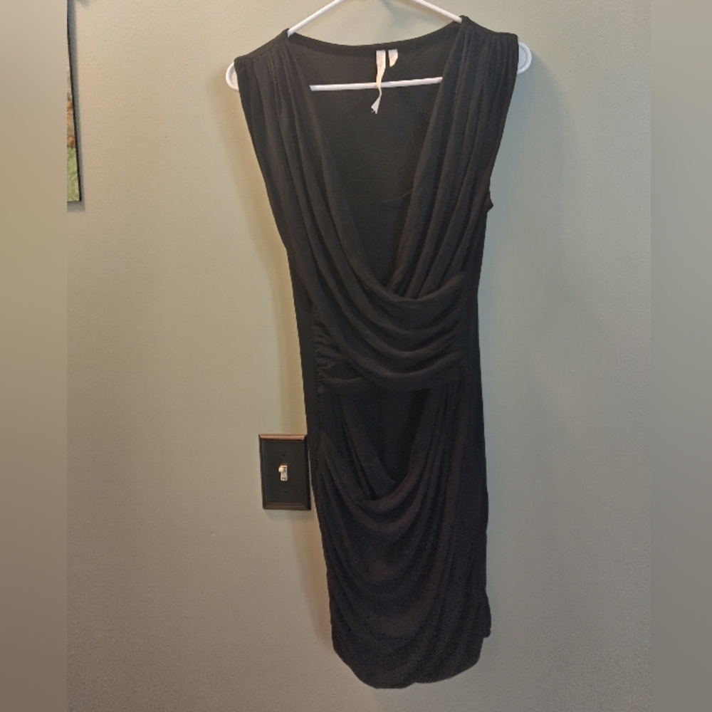 RACHEL Rachel Roy Elegant Black Draped Dress